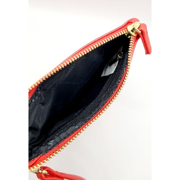 Steve Madden Red Pebble Texture Wristlet Pouch With Gold-Tone Hardware & Zipper - Picture 6 of 10